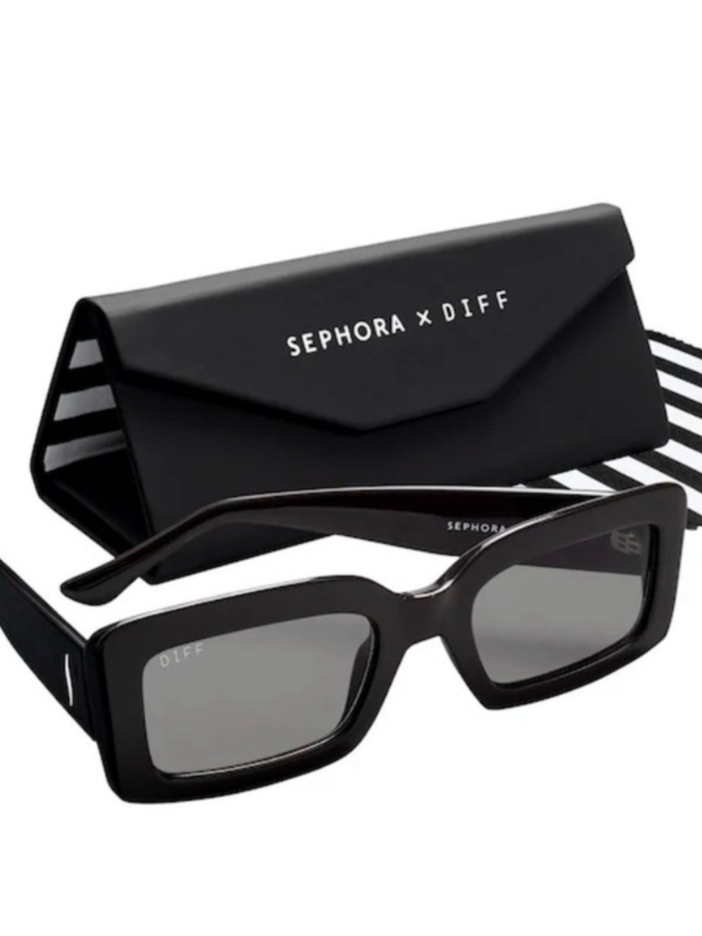 Sephora x DIFF black rectangular sunglasses NWT Rouge exclusive
